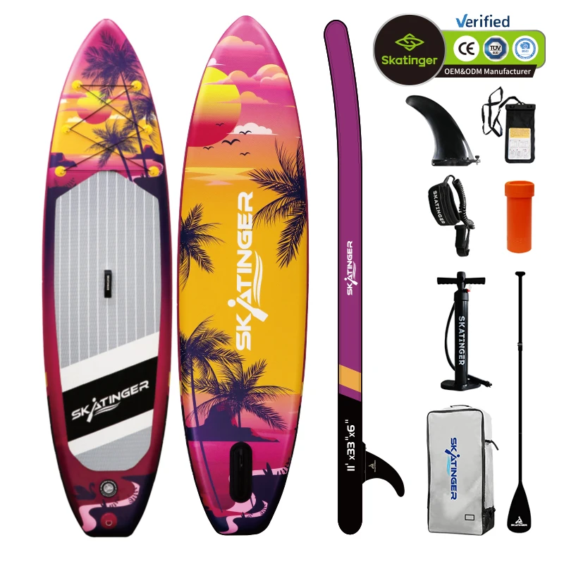 Skatinger Sunrise New Design Inflatable Stand-Up Paddle Surf Board for Waterplay and Surfing