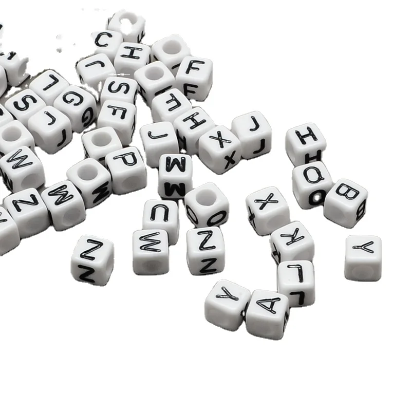 

PandaHall 10 mm Cube Large Hole Acrylic Alphabet Beads