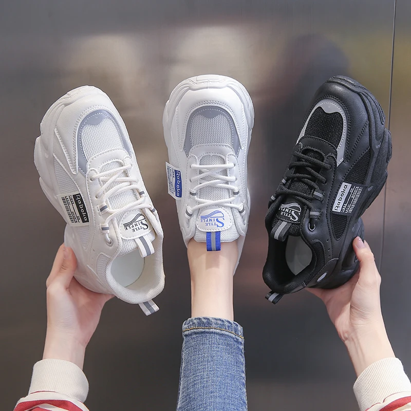 

Height Increasing Reflective Women's Shoes Casual, Fashion Women's Casual Shoes, Ins Wild Casual Sports Daddy Shoes, White blue, beige, black