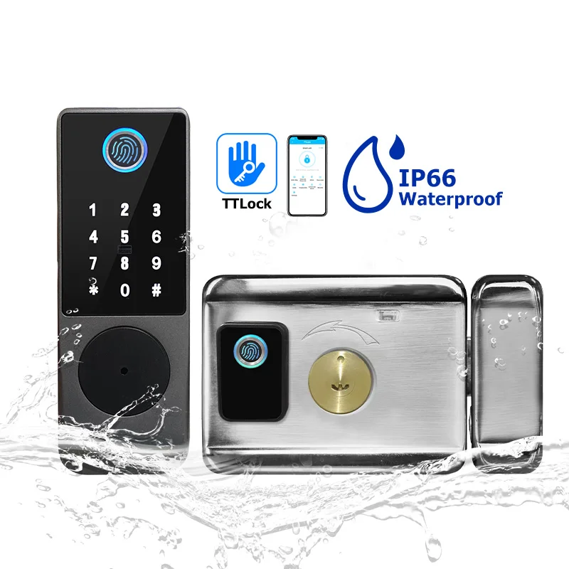 

Luxury TTlock APP Digital Door Knob Rfid Card Key Digit Fingerprint Smart Lock Double-sided Fingerprint Rim Door Lock