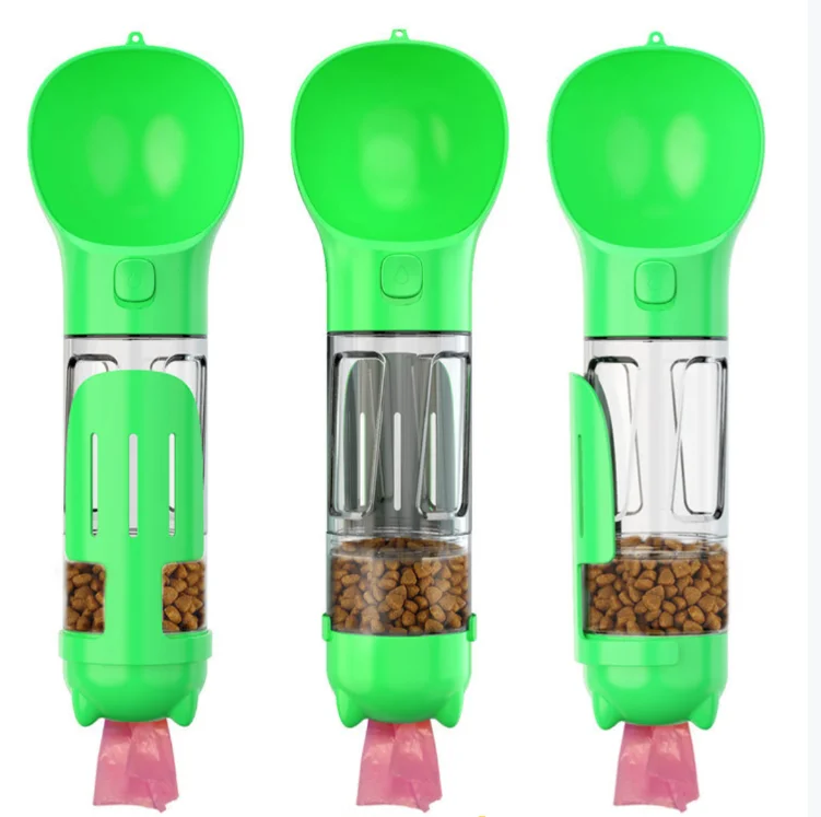 

3 in 1 pet water bottle portable hiking pet cat dog plastic water bottle, Blue/green/yellow/red