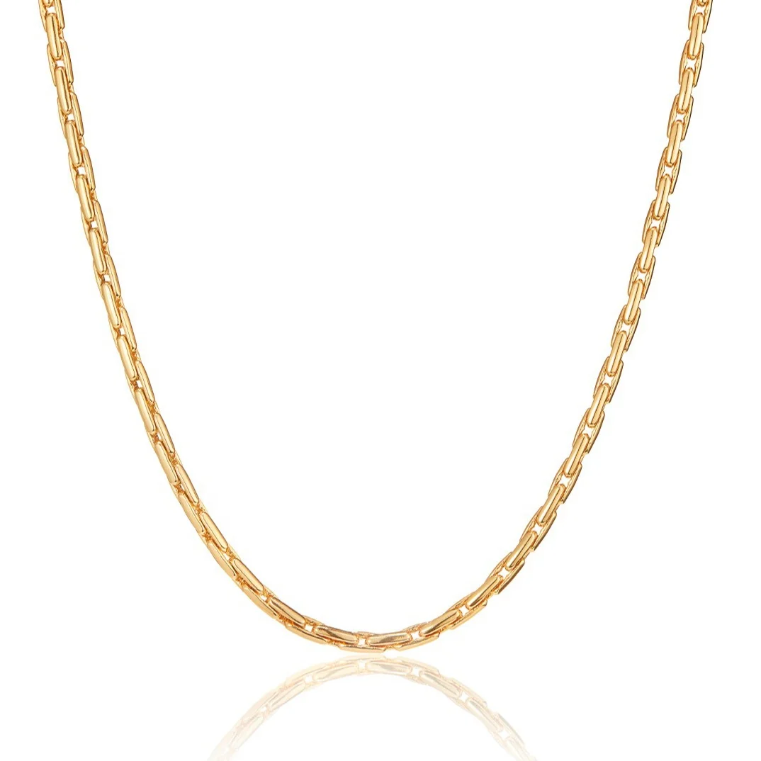 

A k-gold version of a collarbone necklace with an adjustable strap, Silver/gold/rose gold