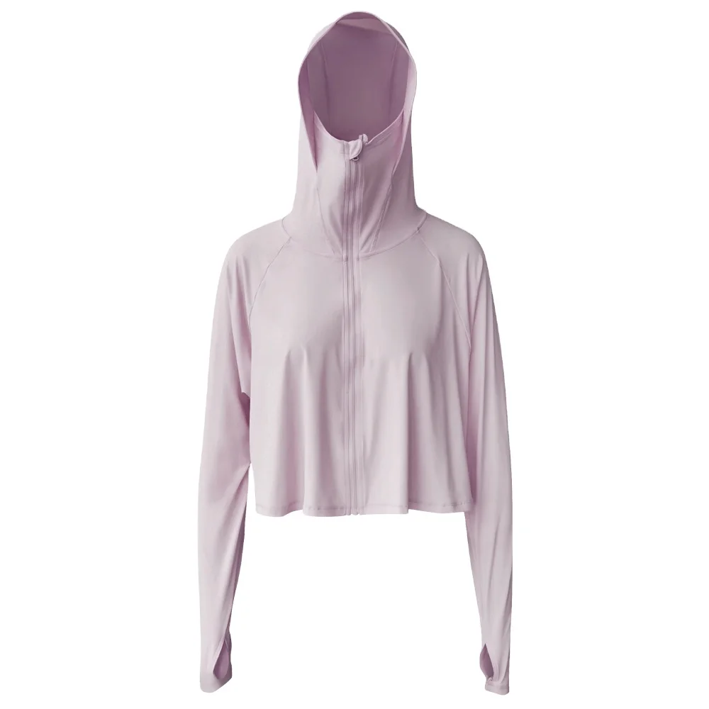 

Firm Fitted Hooded Simple And Comfortable Long Sleeve Active Wear Womens Yoga Tank, Far mountain grey/cream yellow/crystal purple/sakura pink
