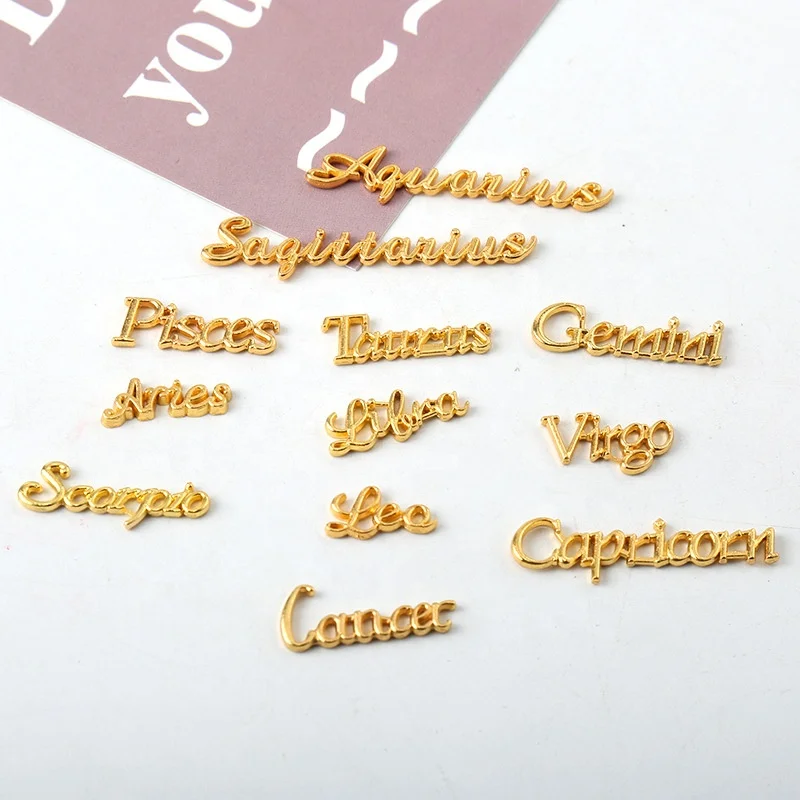 

Paso Sico Latest Gold Plated 12 Constellations Alloy DIY Nail Charms Supplies