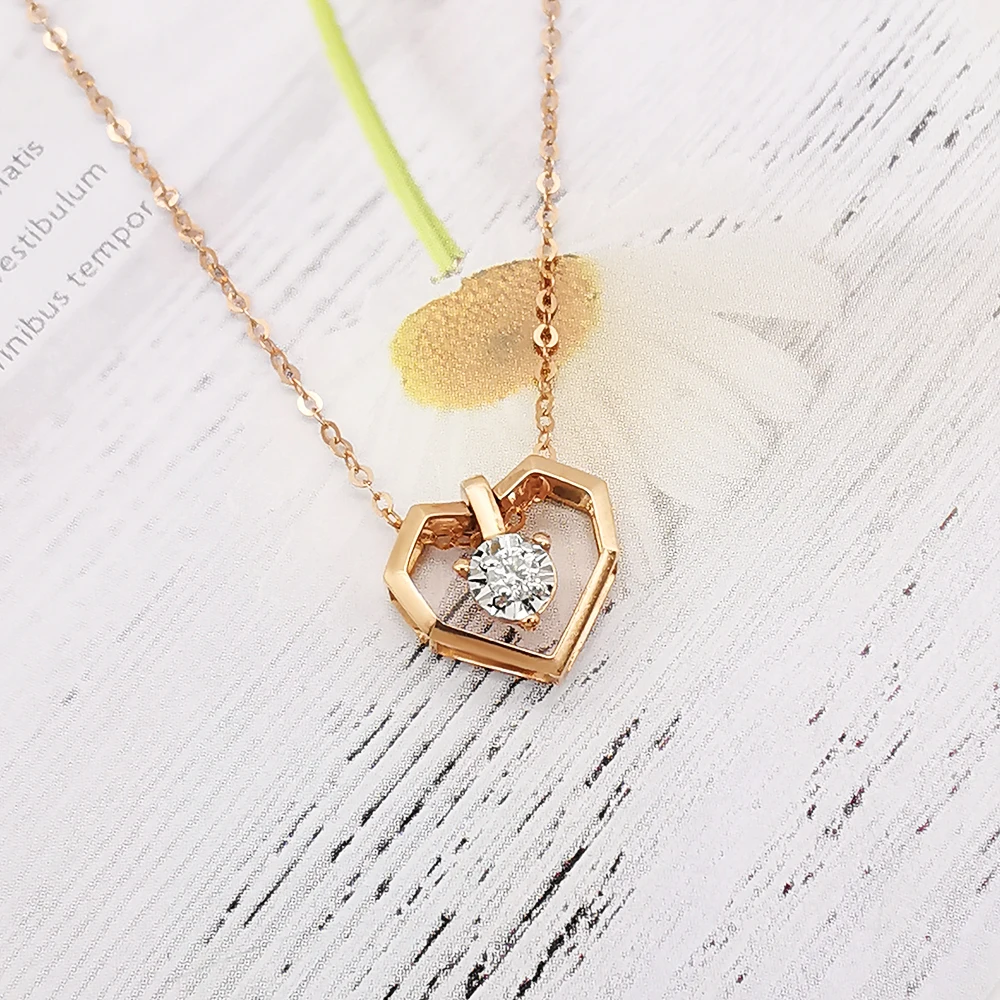 

Romantic Heart shape Pendent Necklace 18K Real White Gold Pendant Natural Diamond Women Jewelry 18k White Gold Necklace