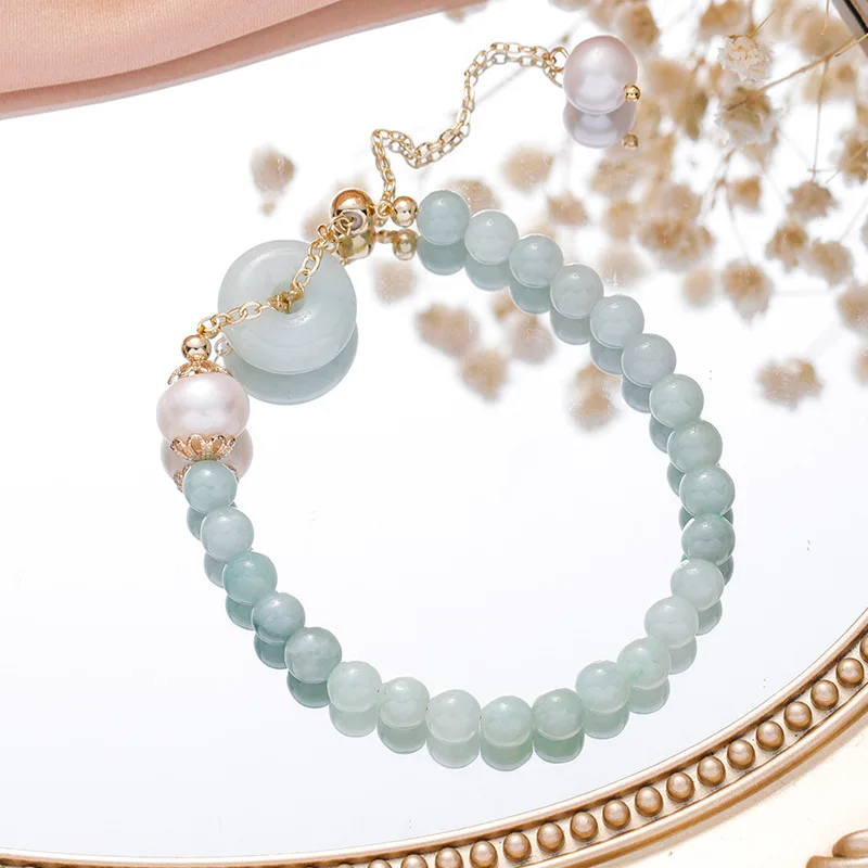 

Hot Selling High-end Lucky Beaded Auspicious Freshwater Pearl Bracelet Jade Jade Handmade Beaded 14K Gold Plated Bracelet