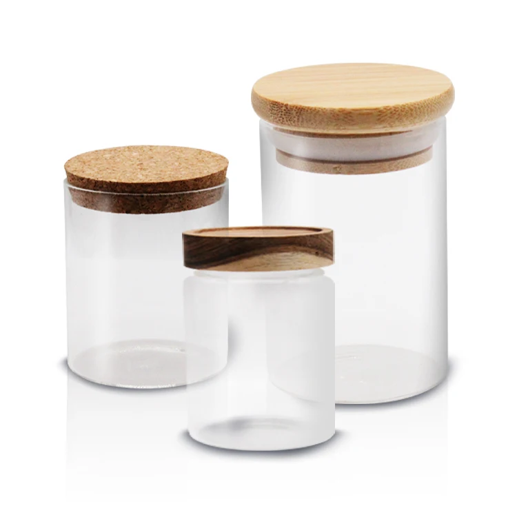 

Nice Airtight Glass Jar Wooden sealed Lid For Sale