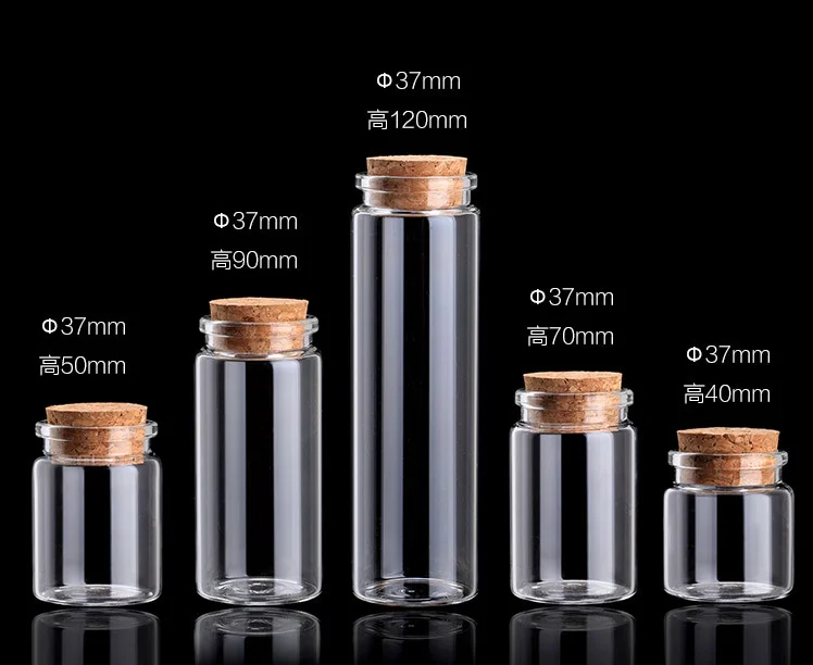 

30ml 50ml 65ml 90ml Clear glass message wishing storage bottles manufacture bottle with cork top