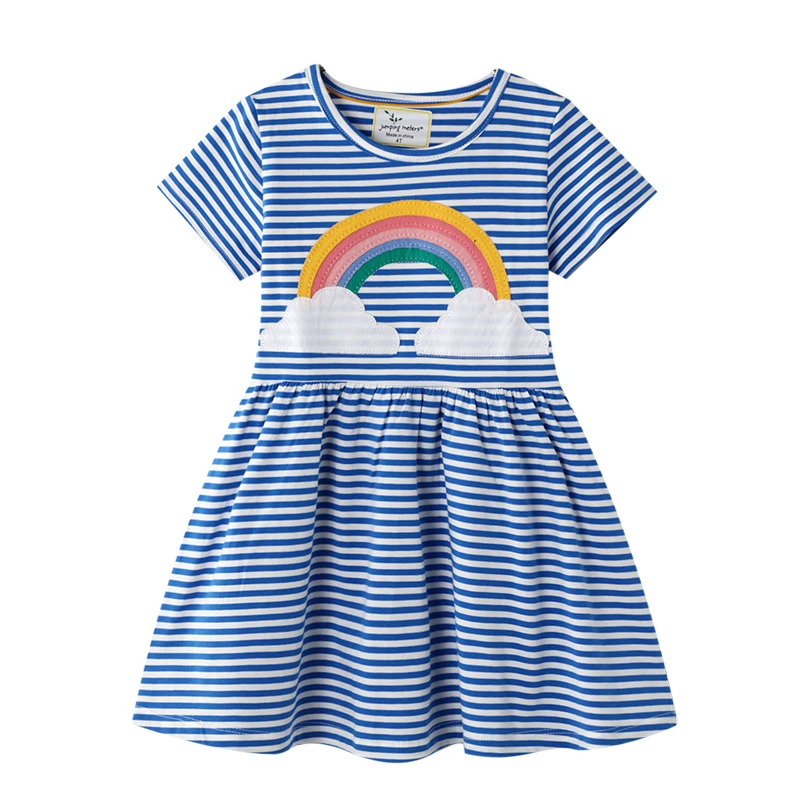 

2021 New Fashion Baby Girls Knitted Breathable Printed Stripe Cotton Dresses Children Summer Casual Dress, Pink