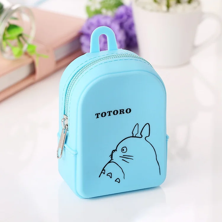 

3d Cartoon Totoro Silicone Girls Cute Coin Change Purse Mini Zipper Wallet Bag, Yellow, blue, green, pink