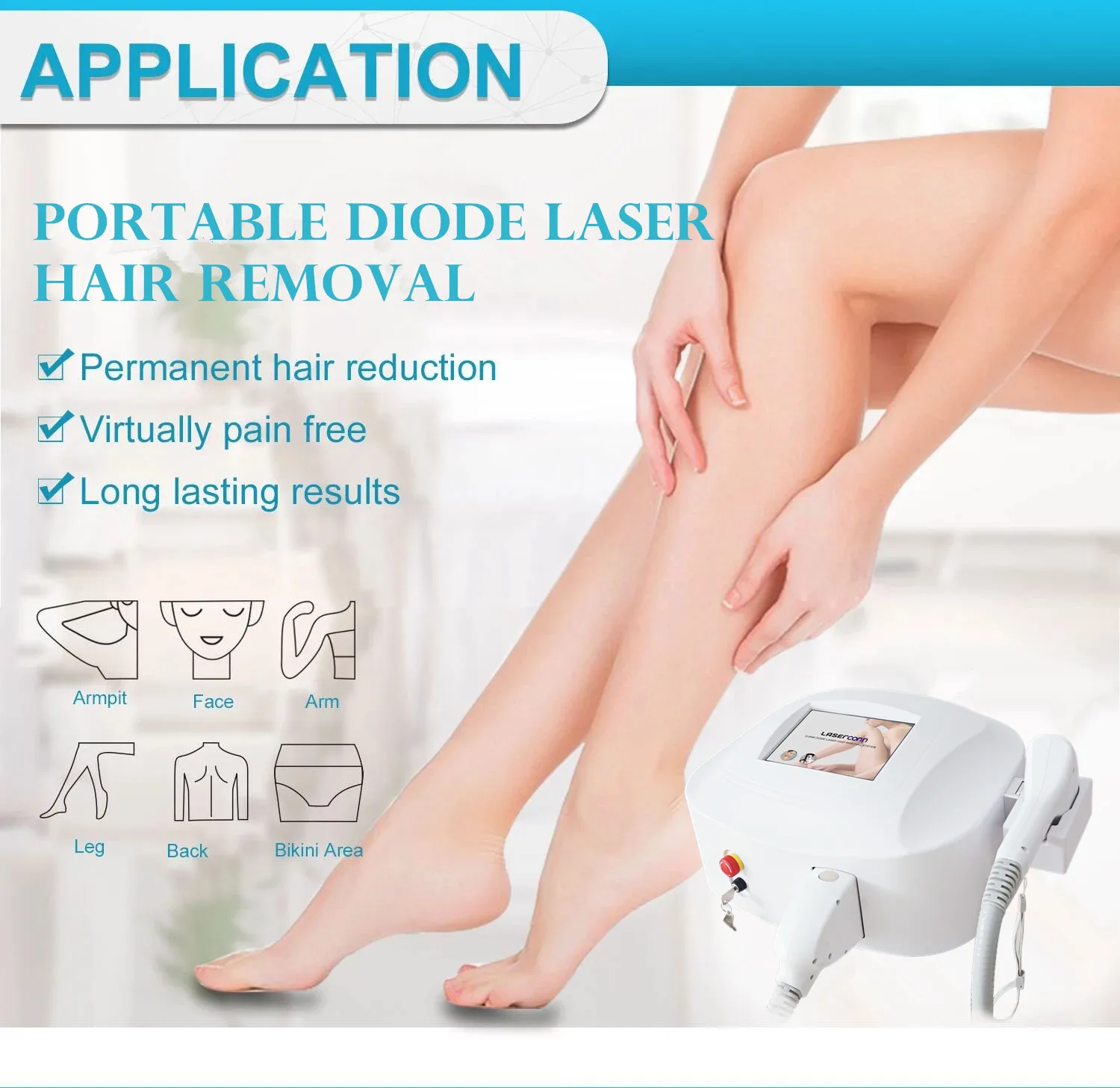 

professional diode laser hair removal machine, White