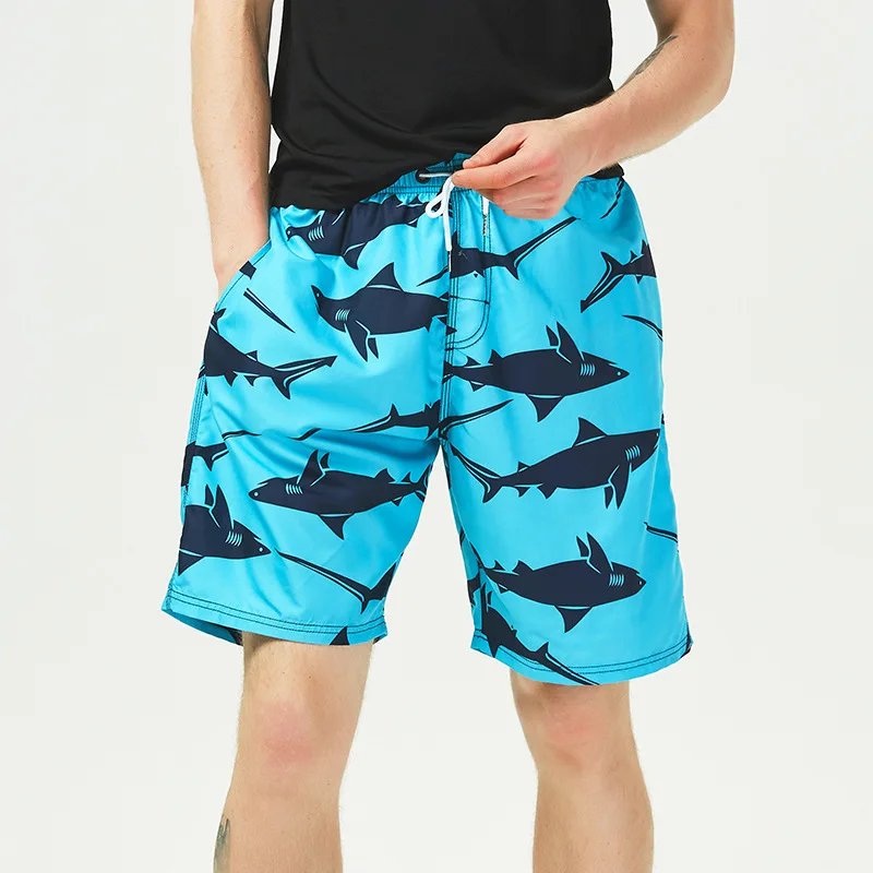 

Shark Printed Sublimation Summer Men Beach Shorts 100% Polyester