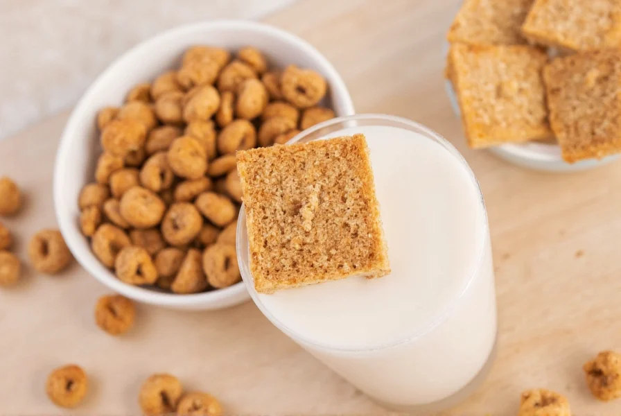 Side-by-side comparison of Cinnamon Toast Crunch in different milk types showing visual differences in milk color and cereal texture