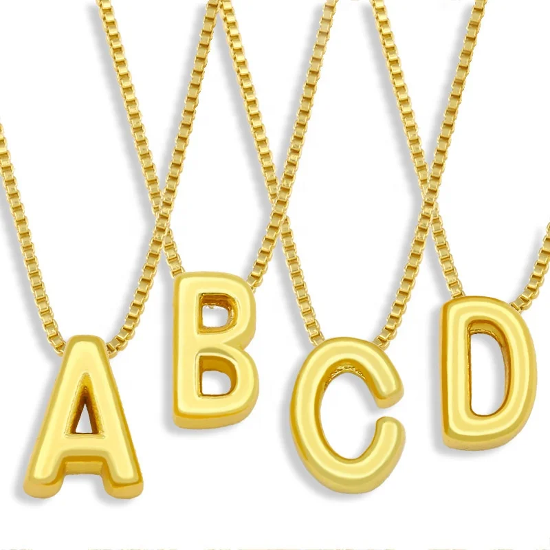 

High Quality Pure Gold Necklace Fashion Initial Necklace Gold Custom Initial Necklace Alphabet Letter, Gold/silver