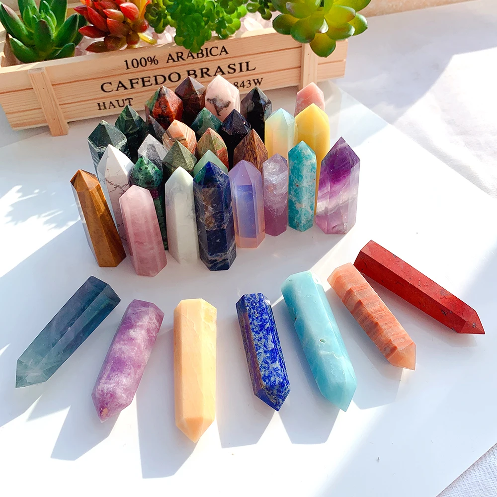 

Wholesale Natural Gemstone Healing Stones Clear Rose Quartz amethyst small Crystal Wand tiny Point for home decor