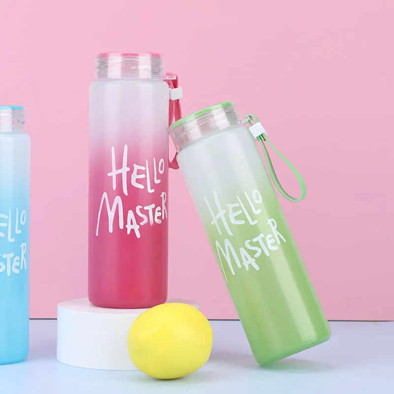 

Heat-resistant Glass 450ml Hello Master Frosted Glass Drink Bottle Borosilicate Drinking Glass Water Bottle