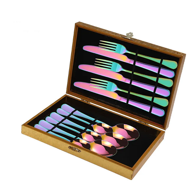 

Sale Luxury Gold Restaurant Stainless Steel Cutlery 24pcs Set With Case, Customized color