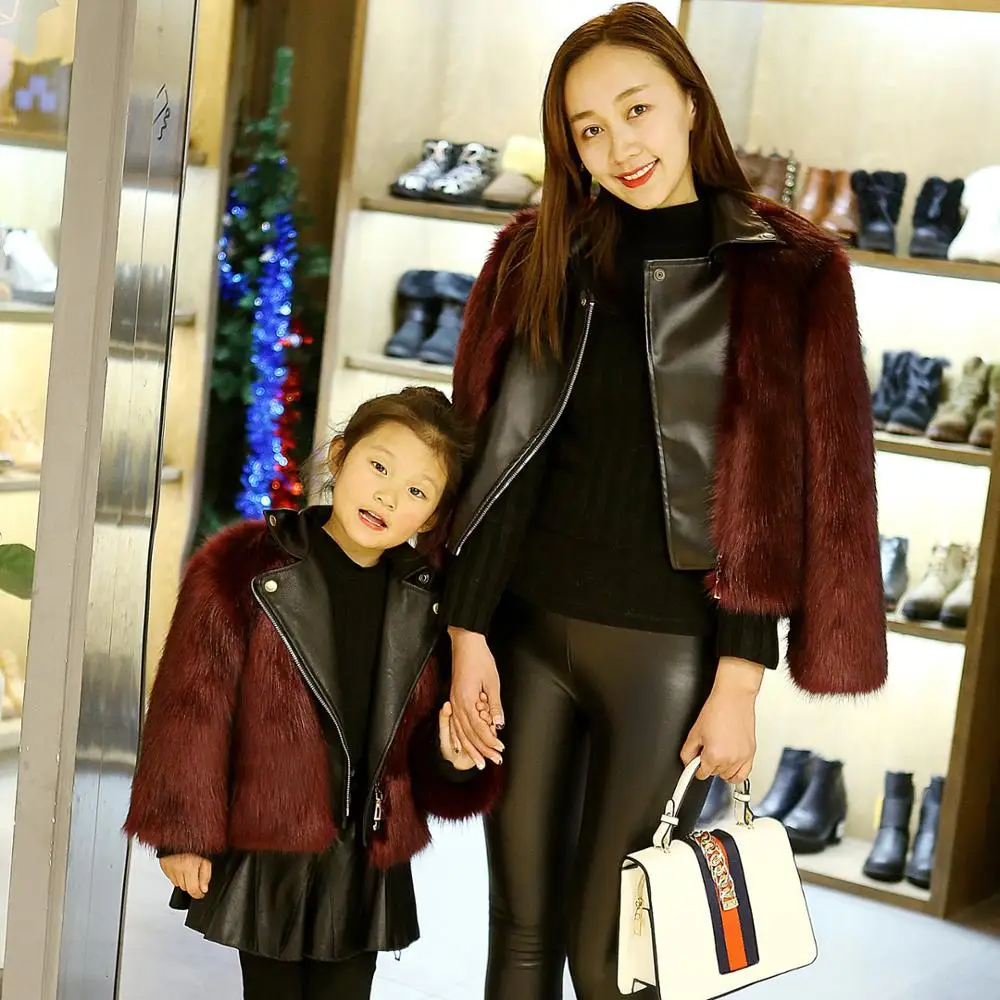 
European style winter fashion girls faux fox fur jacket kids fur coat 