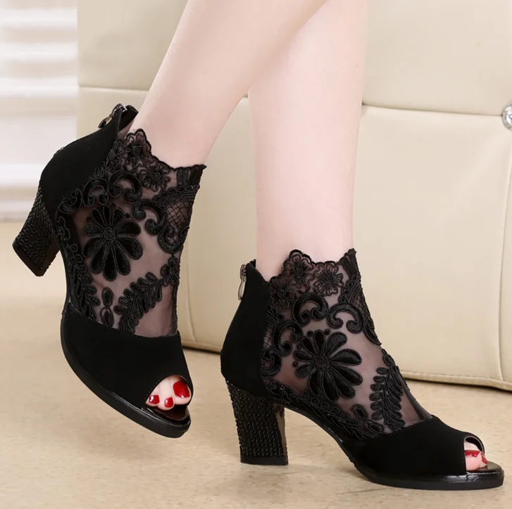 

cy12532a Lace Mesh Hot Fashion High Heel Lady Shoes, Many