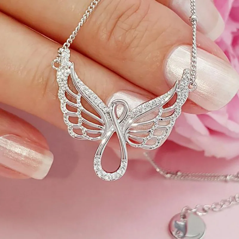 

New Trendy Flying Angel Wing Shape Women Necklace Romantic Anniversary Girl Gift Delicate Female Pendent Necklace Jewelry