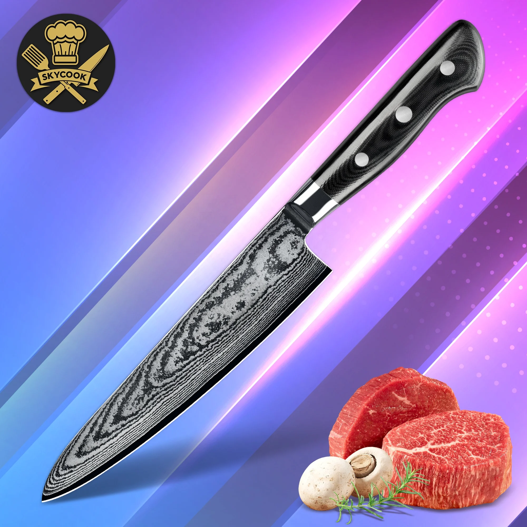 

Free Air Shipping for orders over 100 pcs 8 inch damascus chef knife chef's knives set by SkyCook, Customized color