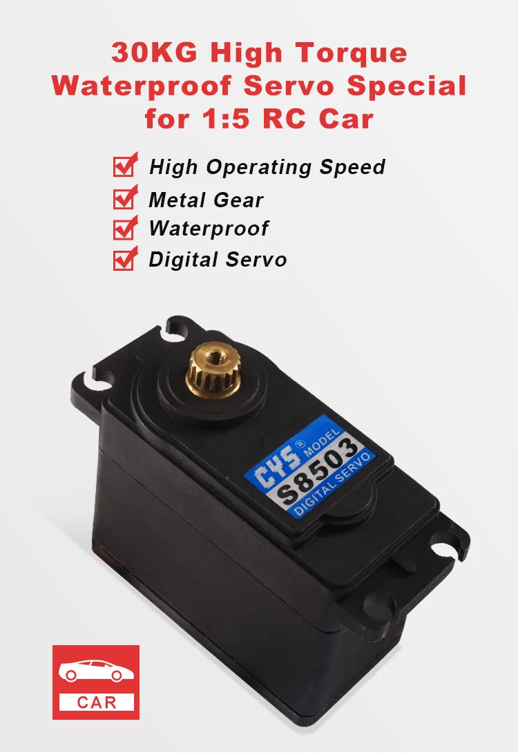 Full Waterproof High-Torque Digital Servo 30Kg Steel Gear for 1/5 Model Cars