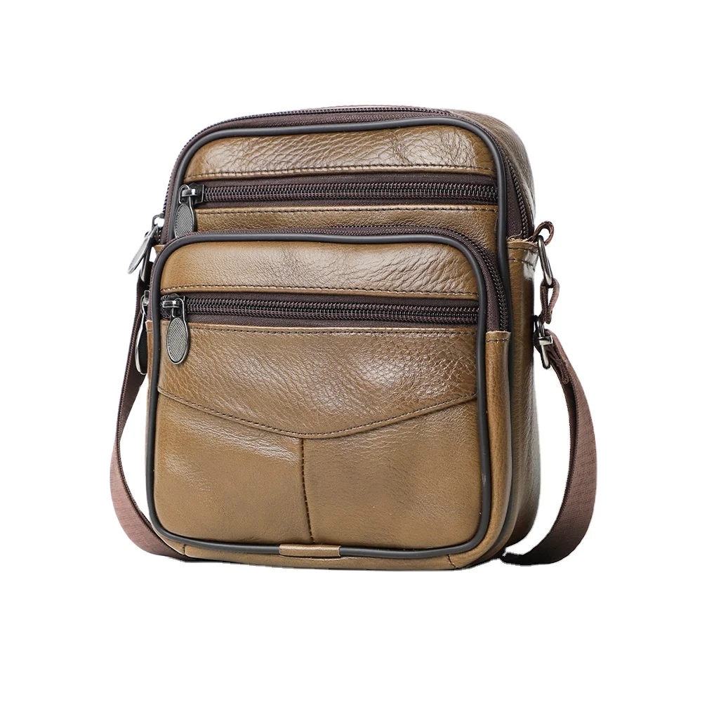 

Custom Cowhide Leather Mini Crossbody Bag For Man Small Messenger Bags for Men Wholesale Crossbody Bags