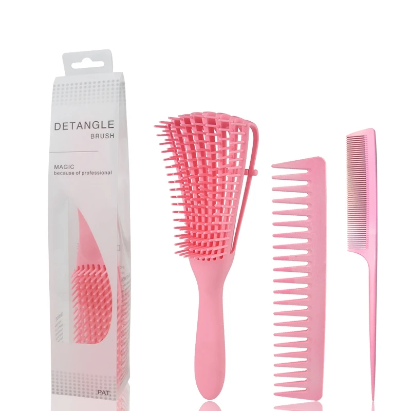 

Custom Logo Anti-static Plastic Shunfa Magic Detangle Hair Brush Eight-claw Hair Comb Sets, Black,green,pink,purple or customized