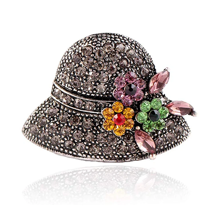 女士胸针可爱帽子形状胸针别针围巾披肩剪辑珠宝