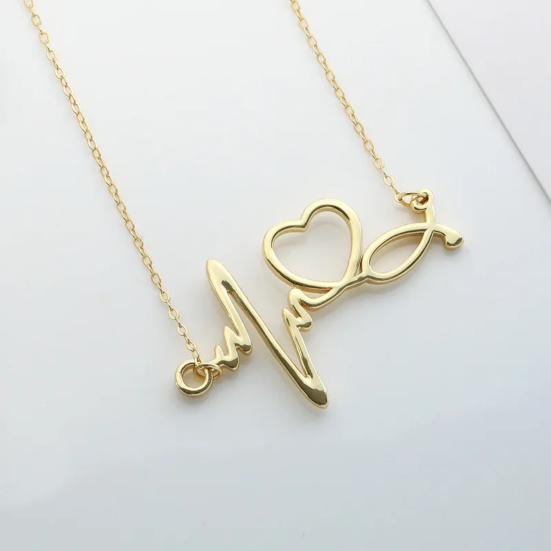 

s925 sterling silver clavicle heart-shaped necklace gift temperament simple ECG jewelry
