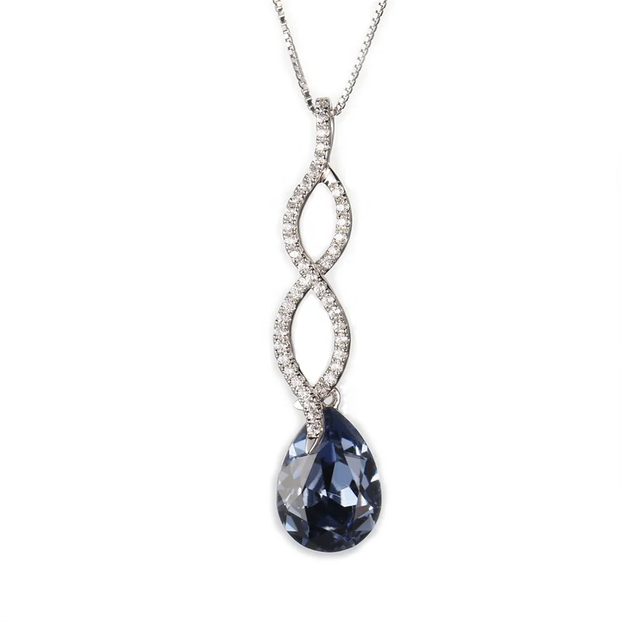 

925 sterling silver Water drop Crystal necklace