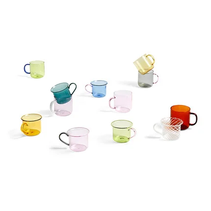 

Drinking Glasses Factory Customized Ryrex Colored Borosilicate Handle Glass Coffee Cup Mug, Customized color