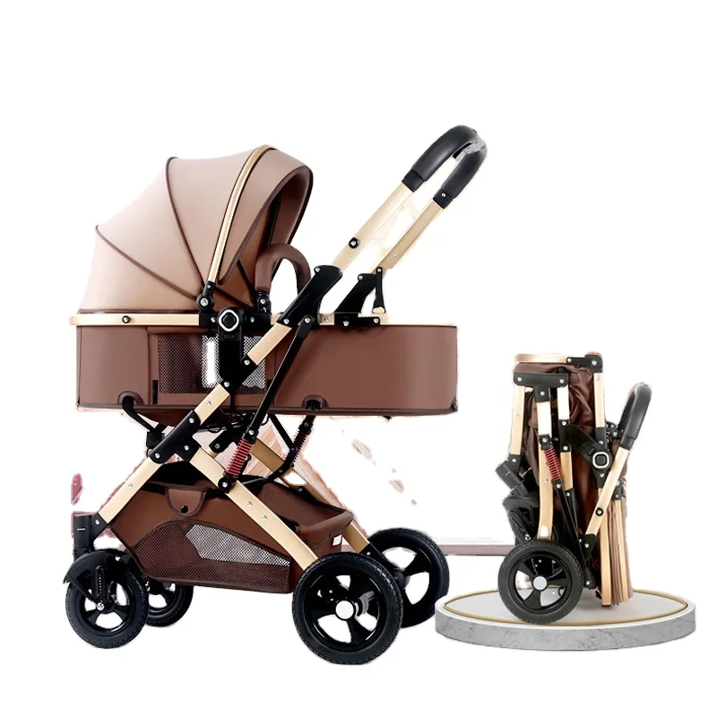 

Amazing Selected Baby Stroller 3 In 1 Folding bi-directional Baby Foldable Stroller luxury good quality wholesale, Blue, black, pink, red, khaki, green, grey, leopard, light pink, brown