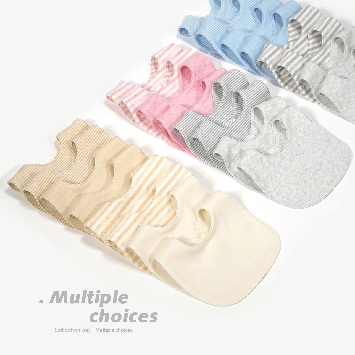 

2021 one drop shipping new design 8 pack plain cotton square hidden buckle baby bandana bibs feeding eating supplies babero sets, Pink,yollow,blue,gray