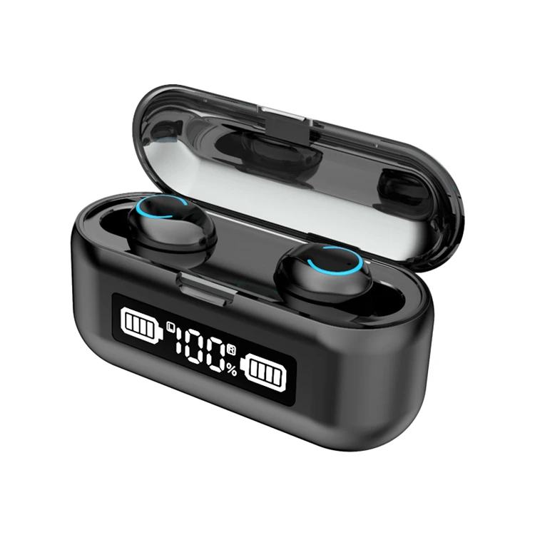 

F9-43 TWS 5.0 Wireless Earphone 9D Bass Stereo Wireless sport Earbuds Headset LED Power Display Waterproof Earbuds, Black white
