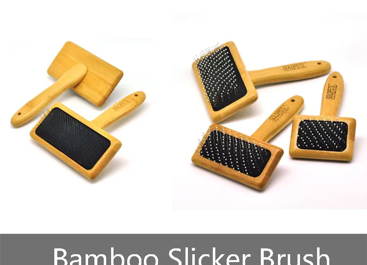 Pro Quality Self Cleaning Bamboo Wood Pet Dog Slicker Long Bristle