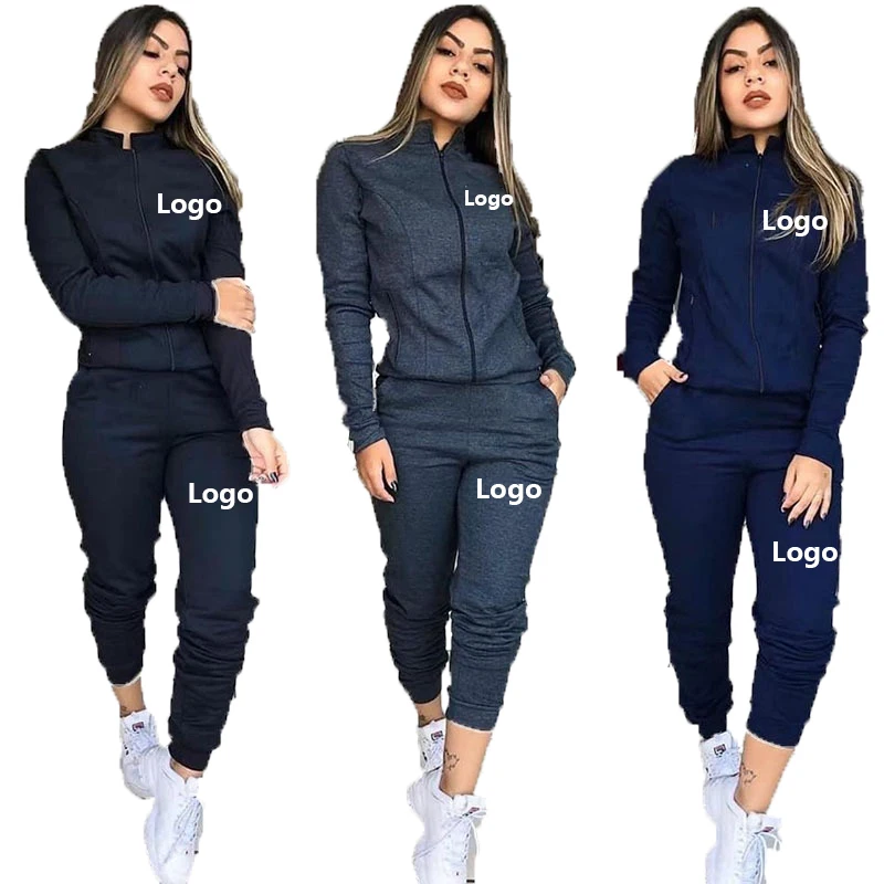 

Custom Logo Women Two Piece Set Women Outfit Hoodies Sweatpants Set Ladies Joggers Tracksuit Jogger Sweatsuit Womens With Zipper