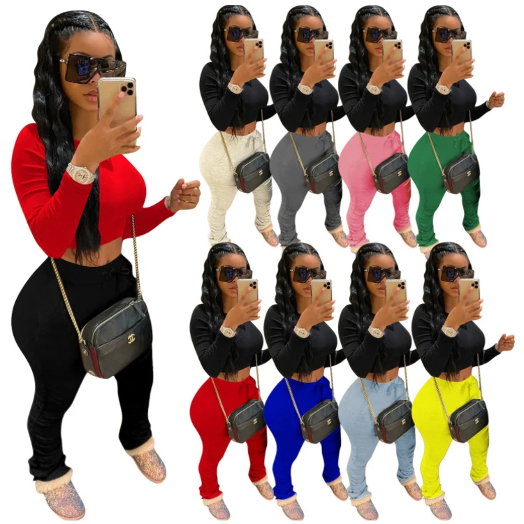 

New Women'S Fashion Solid Color Folds Woman Pants Casual Track Pants Women