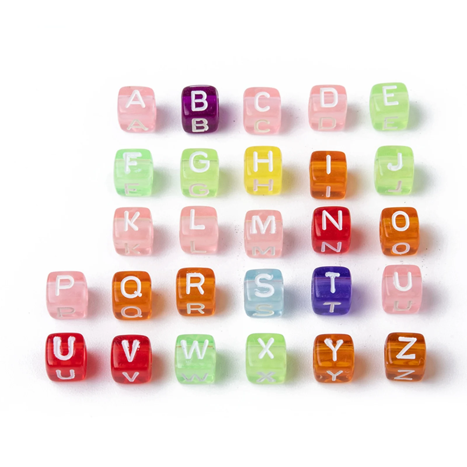 PandaHall 6mm Large Hole Acrylic Cube Letter Beads