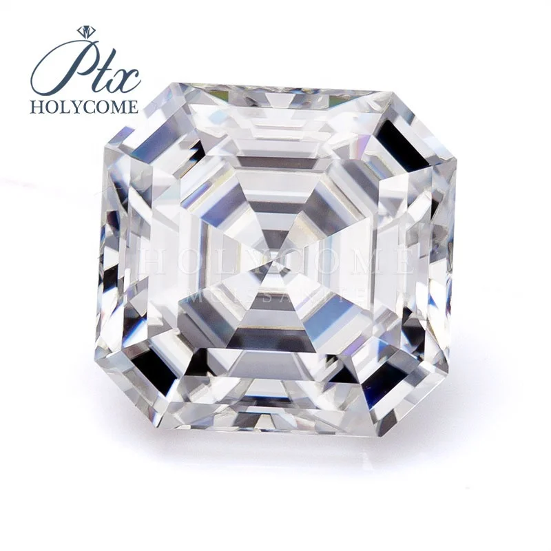 

White Moissanite Diamond 8.5*8.5MM 2.5ct Asscher Cut VVS DEF Moissanite Stones Wuzhou Holycome