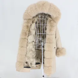 OFTBUY 2021 X-long Waterproof Parka Real Fur Coat 