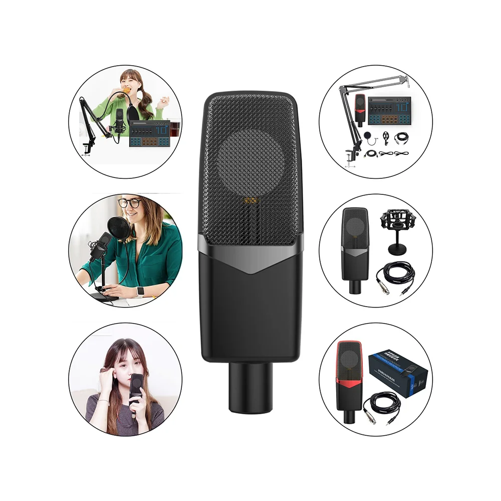 

Professional Portable Live Broadcasting 3.5mm Wired Studio Recording Audio Interface Condenser Mic Mike Microphone