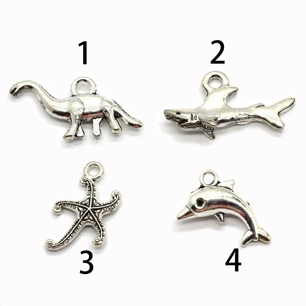 

Ocean Charms Antiqued Silver Sea Animal Pendants Dolphin Whale Starfish Sea Horse Ocean Drops For Jewelry Making Supplier