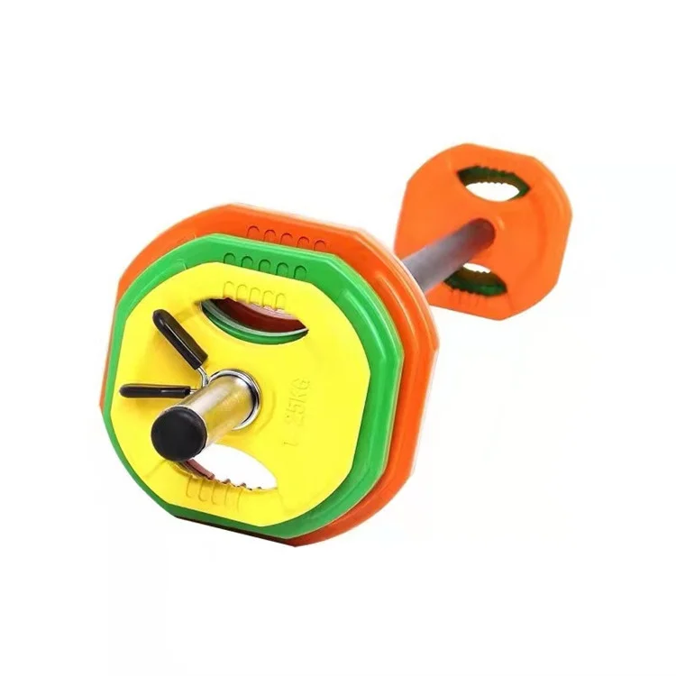 

Mitflly Bodypup barbell set purple/green/orange/yellow 15kg barbell weight plates barbell for weight lifting commercial/homegym