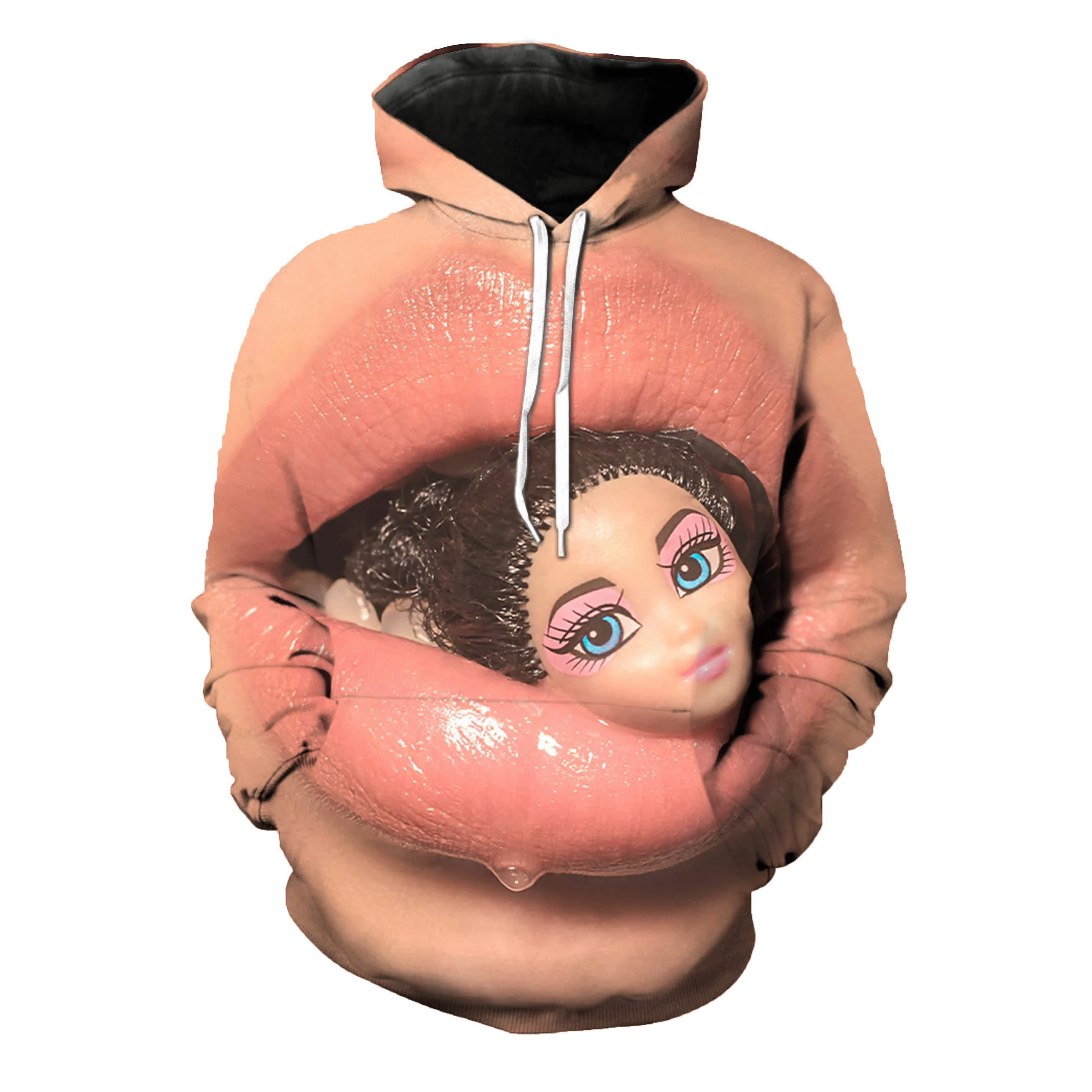 

Custom sweatshirt hoodie 100% cotton hoodie sexy lipstick print long sleeve unisex hoodie