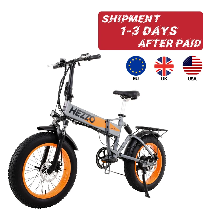 

HEZZO ready to ship 48V 500W 13AH fold electric bicycle 20 Inch FAT Tire ebike city road electric foldable bike bicicleta