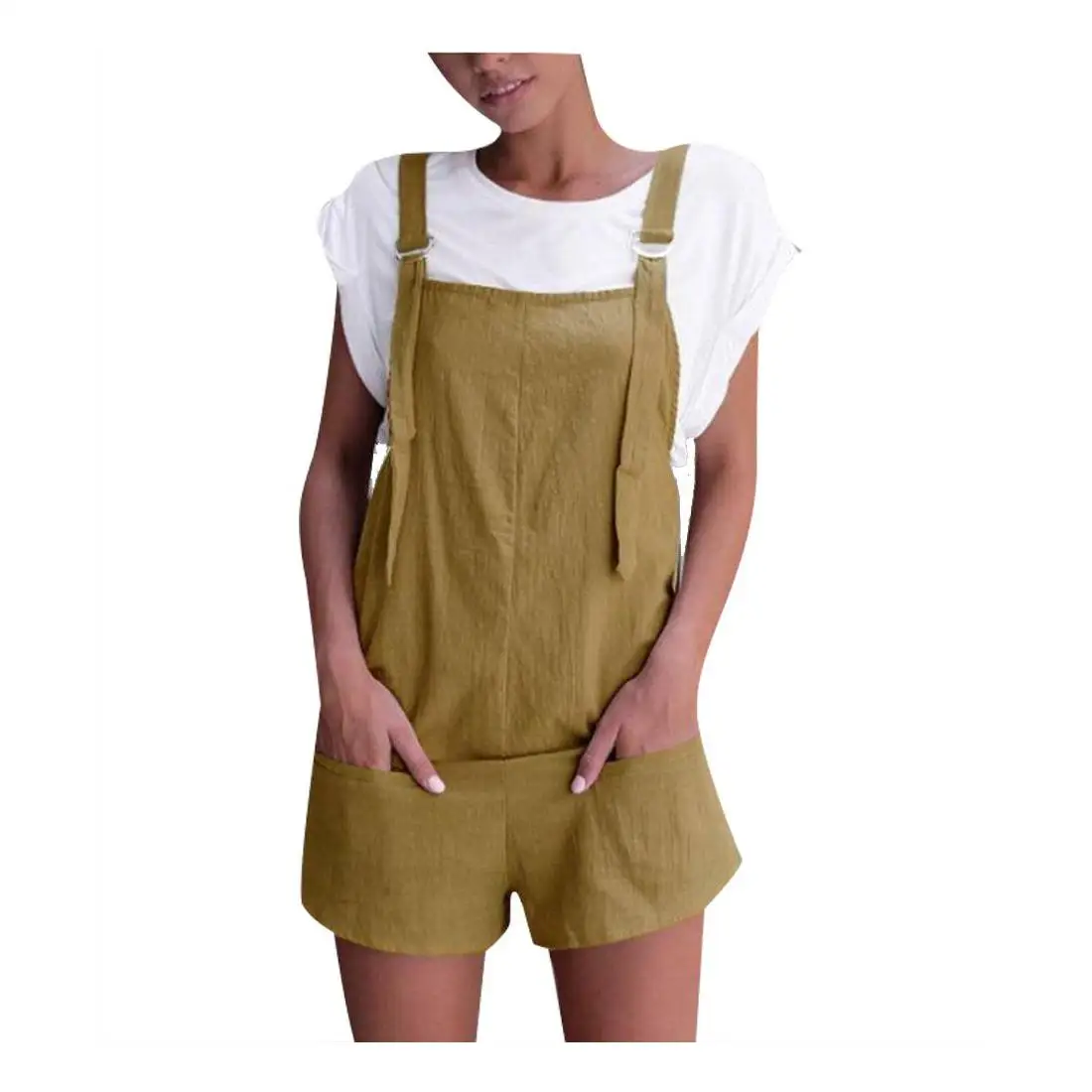 Womens Clothing Jumpsuits and rompers Playsuits COS Cotton Relaxed-fit Linen-blend Romper in Brown 