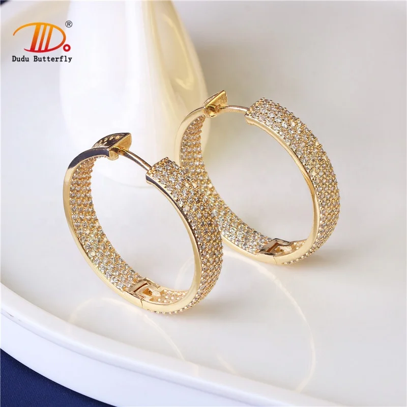 

Brazilian earrings cubic zirconia hoop earrings 18k gold plated earrings for party