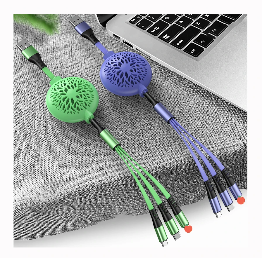 

Flower carving design mobile phone fast charging data cable for android iphone and type-c, Red \black \green \pink \yellow\oem