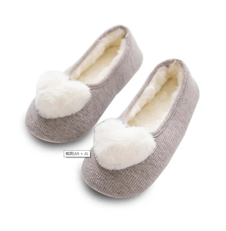 

sandals shoes women 2020 Winter wear warm fluffy slippers single shoes Women's round head canvas cotton shoes plush slippers, Grey, pink